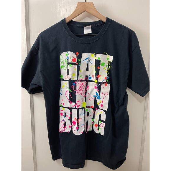 VTG Gatlinburg TN 80s 90s Neon Splatter Paint Destination T Shirt Unisex Adult L - Picture 1 of 9
